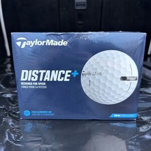 TaylorMade Distance Plus Golf Balls 12 Pack White Alignment Aid New Logo